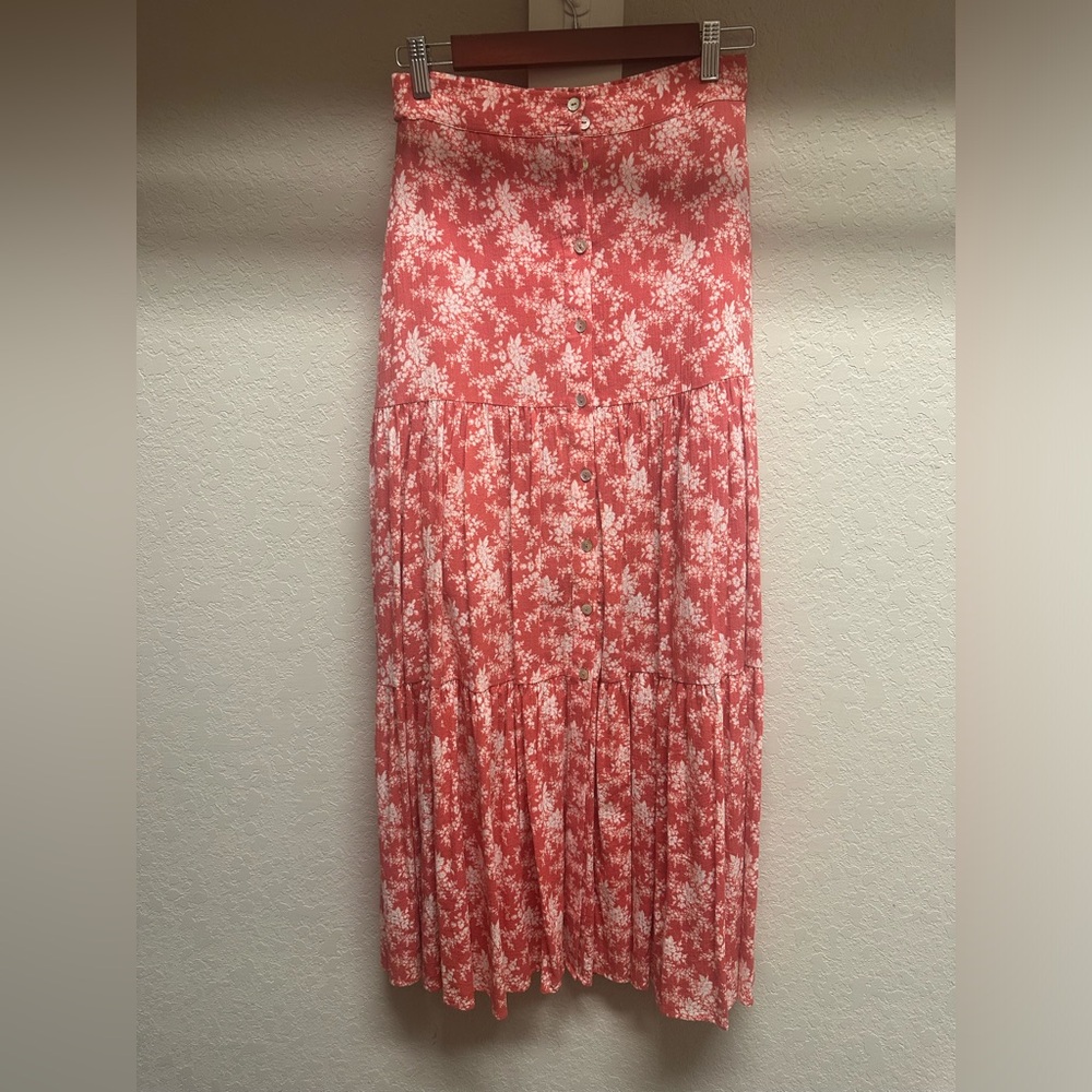 Floral skirt with buttons down the front.